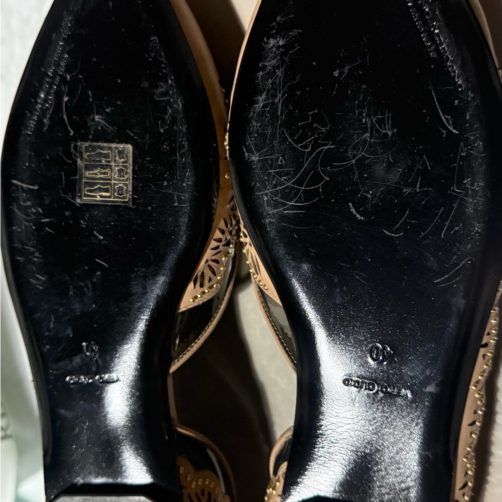 Ermanno Scervino Tan Laser-Cut Leather Flats - Picture 3 of 8